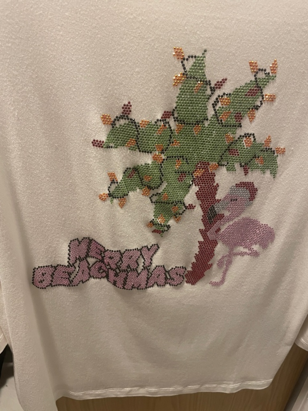 Rhinestone 'Merry Christmas' Tree Tee - White